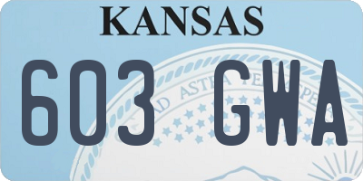KS license plate 603GWA