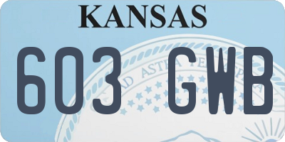 KS license plate 603GWB