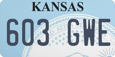 KS license plate 603GWE