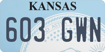 KS license plate 603GWN