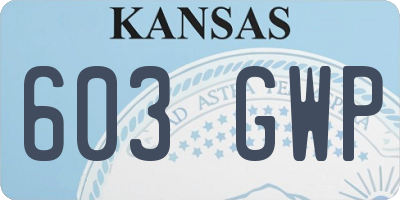 KS license plate 603GWP