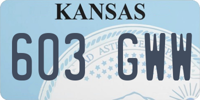 KS license plate 603GWW