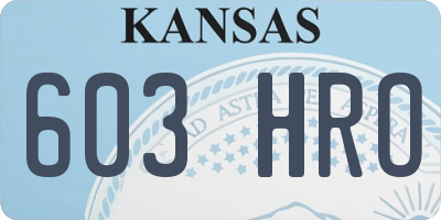 KS license plate 603HRO