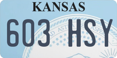 KS license plate 603HSY