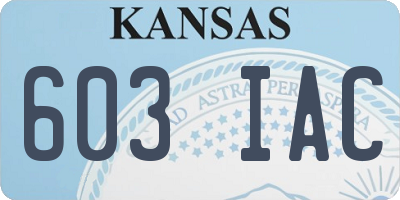 KS license plate 603IAC