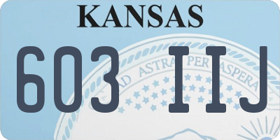 KS license plate 603IIJ
