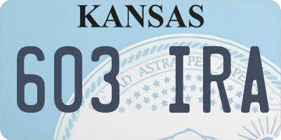 KS license plate 603IRA