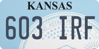 KS license plate 603IRF