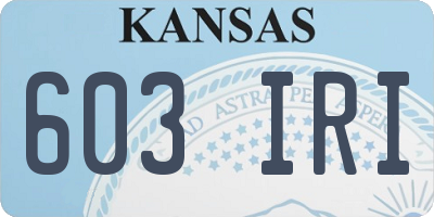 KS license plate 603IRI