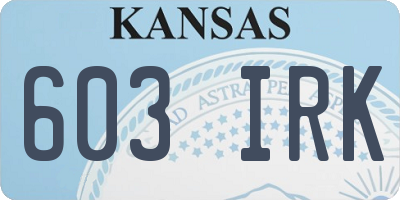 KS license plate 603IRK