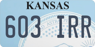 KS license plate 603IRR