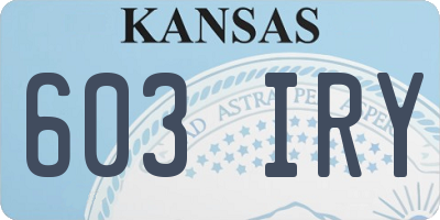 KS license plate 603IRY