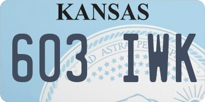 KS license plate 603IWK