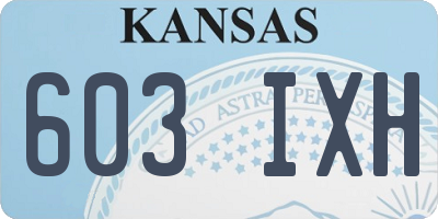 KS license plate 603IXH