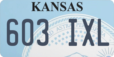 KS license plate 603IXL