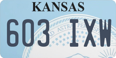 KS license plate 603IXW