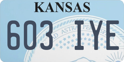 KS license plate 603IYE