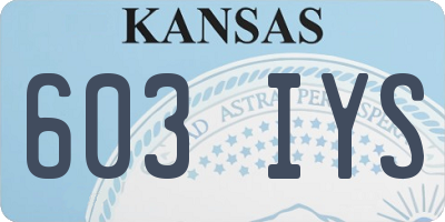 KS license plate 603IYS