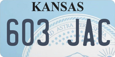 KS license plate 603JAC
