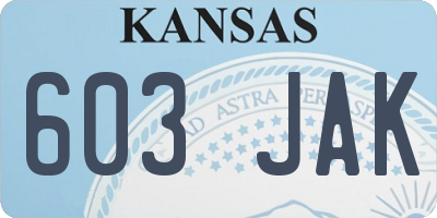 KS license plate 603JAK