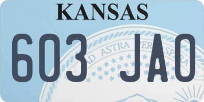 KS license plate 603JAO