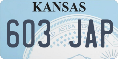 KS license plate 603JAP