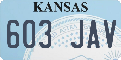 KS license plate 603JAV