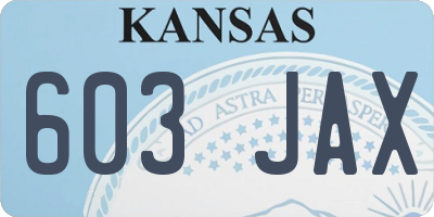 KS license plate 603JAX