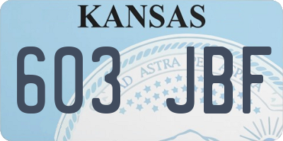 KS license plate 603JBF