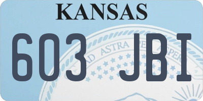 KS license plate 603JBI