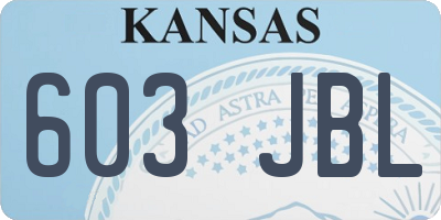 KS license plate 603JBL