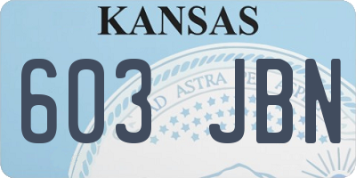 KS license plate 603JBN