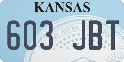 KS license plate 603JBT