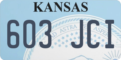 KS license plate 603JCI
