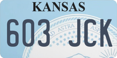 KS license plate 603JCK