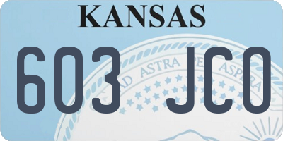KS license plate 603JCO