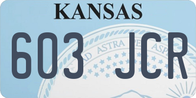 KS license plate 603JCR