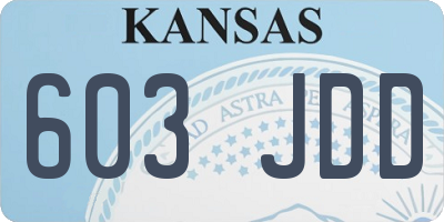 KS license plate 603JDD