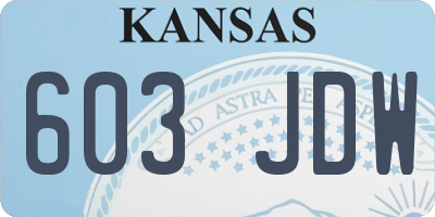 KS license plate 603JDW