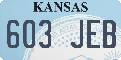 KS license plate 603JEB
