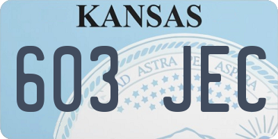 KS license plate 603JEC