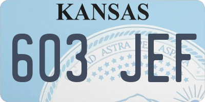 KS license plate 603JEF