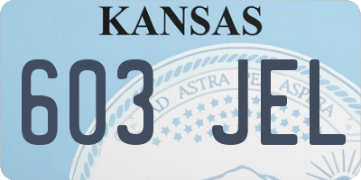 KS license plate 603JEL