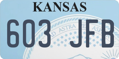 KS license plate 603JFB
