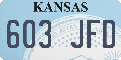 KS license plate 603JFD