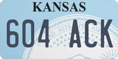 KS license plate 604ACK