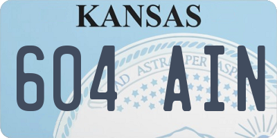 KS license plate 604AIN