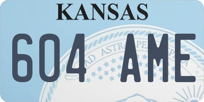 KS license plate 604AME