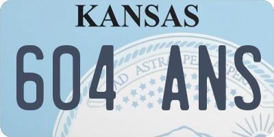 KS license plate 604ANS