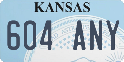 KS license plate 604ANY